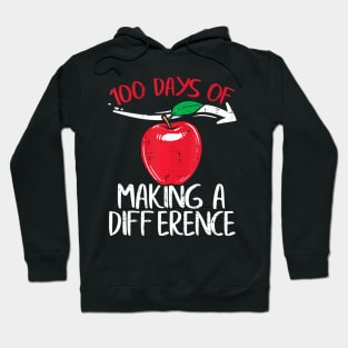100 Days Of Difference Apple 100Th Day School Teacher Hoodie